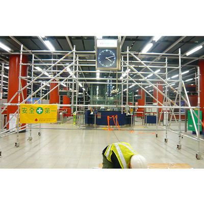 โรงแรมยนต์ยืดหยุ่น Scaffold Tower อลูมิเนียม Cuplock Scaffolding สําหรับการบํารุงรักษาสถานี