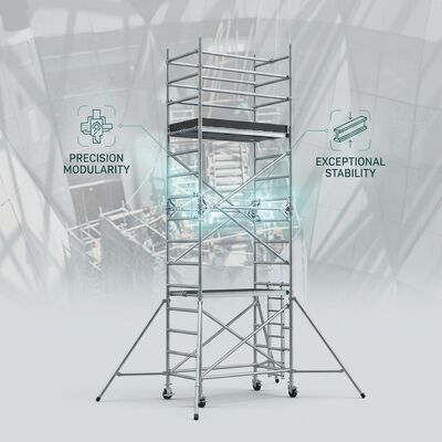 ราคาดี ความกว้างสอง 1.35m อลูมิเนียม Scaffold Tower 450kg แพลตฟอร์มภาระหนัก ระดับอุตสาหกรรม ออนไลน์